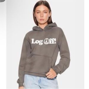 Madhappy Log Off Hoodie Brown Large Peace Graphic Rare Large